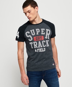 Superdry Track & Field Baseball Férfi Pólók Sötétkék | OVFYG7480